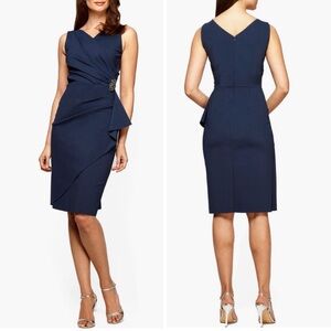 Alex Evenings Compression Scuba Sheath Dress Navy Blue 16‎